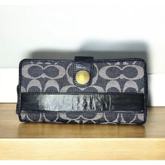 Y2K Coach 12572 Signature Denim Bleecker Flap Bag & Matching Large Wallet - Picture 7 of 16